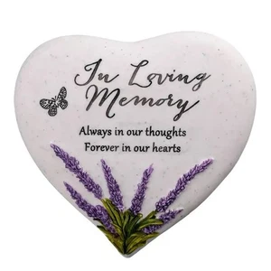 In Loving Memory  Heart Shaped Stone -  New - BG - Picture 1 of 7