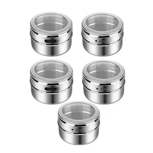 Confezione da 5 Lattine Magnetiche per Spezie, Contenitore per Spezie in Acciaio Inox con Trans... - Foto 1 di 7