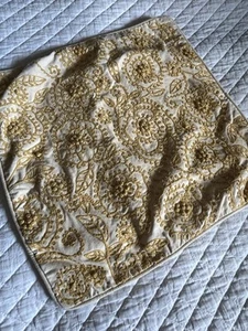 Pottery Barn Embroidered Floral Pillow Cover Yellow French Knots ChainStitch 18” - Picture 1 of 8