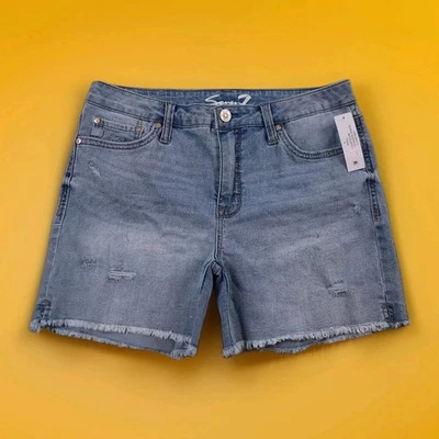 Shorts jeans feminino Seven 7 For All Mankind costura interna bainha 5" novo com etiquetas tamanho 6 - Imagem 1 de 4