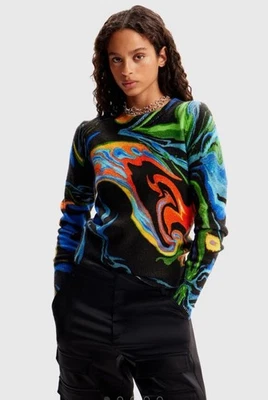 NWT Desigual Women’s Multicolored Wool Sweater - Xlarge -slim Fit— RETAIL $129 - Image 1 of 4