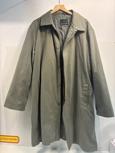 Henley & Knight Khaki Green Long Coat L 44/46 Fleece Lined Quilted Smart Mac - Picture 1 of 9