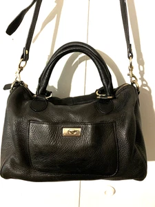 Bolso Bandolera Médico J Crew Cuero Negro Bloqueo de Beso 12X10X5" - Imagen 1 de 7