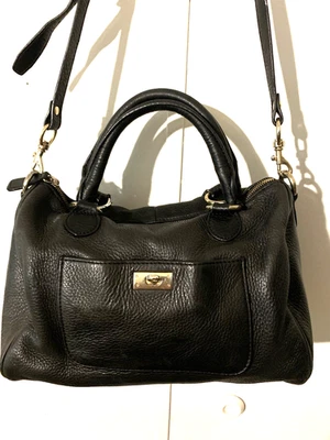 J Crew 挎包 斜挎包 医生包 黑色皮革接吻锁 12X10X5 — 第 1/4 张图片