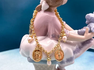 TAGLIAMONTE Designs (2297B) 925SS/YGP Cameo Charm Bracelet*Psyche,Amore*Reg.$350 - Image 1 of 4