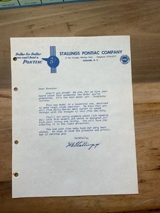 1950s Congratulations On Your New Baby Stallings Pontiac Car Comp Concord Nc B12 - Picture 1 of 1