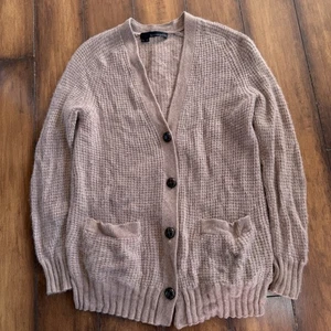 360 Cashmere Strickjacke Pullover Damen klein braun Luxus Leder Knopf Taschen - Bild 1 von 6