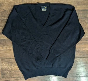 Burberry Original Vintage Navy Blue Merino Wool Sweater V-Neck XL Scotland Made - Bild 1 von 14