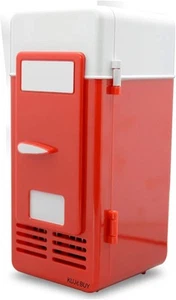 Mini Red USB Fridge Cooler Beverage Drink Cans Cooler Refrigerator for Laptop - Picture 1 of 7