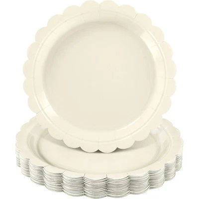 Juego de Platos de Papel Desechables 9 Pulgadas Borde Festoneado Perfecto Fiestas Reuniones Nuevo Foto 1 de 4