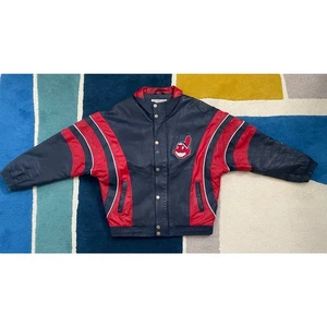 Vintage Cleveland Indians/Guardians MLB Leder Starter Jacke Herren Med Chief Wahoo - Bild 1 von 11