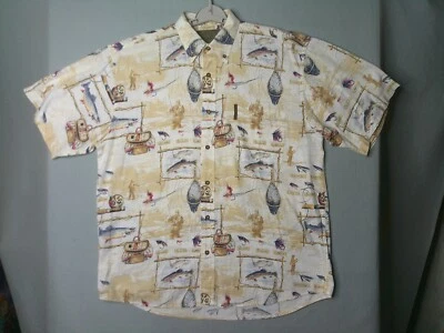 Camisa North River Botón Para Hombres Mediana Señuelos de Pesca con Mosca Estampado Completo Papá Núcleo Foto 1 de 4