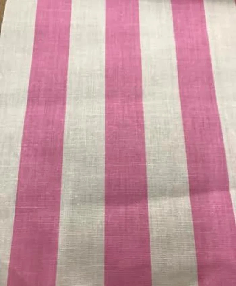 Tela de polialgodón a rayas de una pulgada estampado rosa blanco 58" de ancho VENDIDO POR YARDA Foto 1 de 1