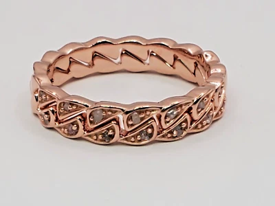 Необрезанные кольца из натурального розового бриллианта Vermeil RG из чистого серебра размер 9 - Изображение 1 из 4