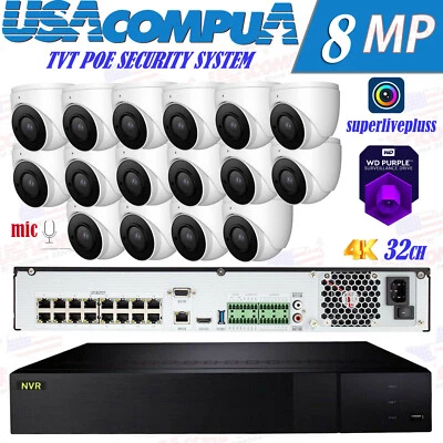 TVT 16CH Security System 4MP NVR KIT 16CH POE H265+  HARD DISK INCLUDED - Image 1 of 4