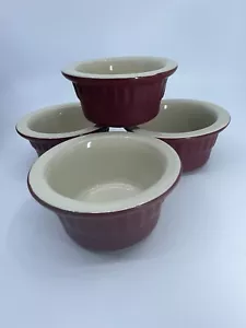 4 Retro Kitchen Aid Custard Ramekins Food Prep 4 oz Bowls Cups Cranberry Red VTG - Picture 1 of 21