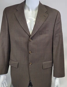 Chaps Ralph Lauren Blazer Men 41R Olive Brown Plaid Check Wool Jacket Sport Coat - Picture 1 of 19