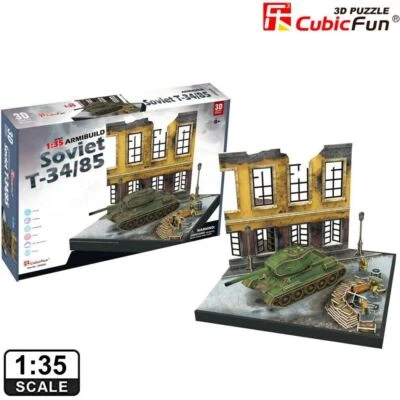 CUBIC FUN 1:35 Soviet T-34/85 WWII Army Tank Battle Scene 3D Model Building Kit - Image 1 of 4
