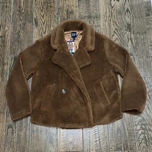 NWT Womens GAP Brown Argan Oil Sherpa Fleece Jacket Coat Size. Small - Picture 1 of 3