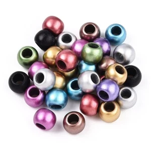 100 Sortiment Matt Acryl Kugel Zwischenring Perlen - 10 mm - 4,7 mm Loch - passt Paracord - Bild 1 von 4