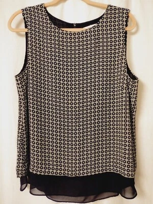 Camisa sin mangas rosa + oliva talla XL negra gris estampado dobladillo transparente para mujer Foto 1 de 4