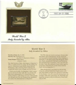 World War II-Italy Invaded by Allies-1st day issue-Golden Replica - Picture 1 of 1
