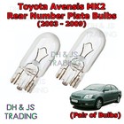 For Toyota Avensis Rear Number Plate Bulbs Reg Bulb Light Lights MK2 (03-09)