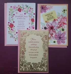 LOT of 3 - Day Spring Greeting Cards - Mothers Day Card With Envelope - Various - Picture 1 of 10