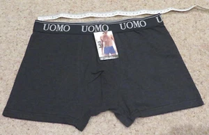 UOMO DARK GREY MENS COTTON LYCRA SOFT BOXERS L 28 in waist-Unstretched BNWT - Picture 1 of 4