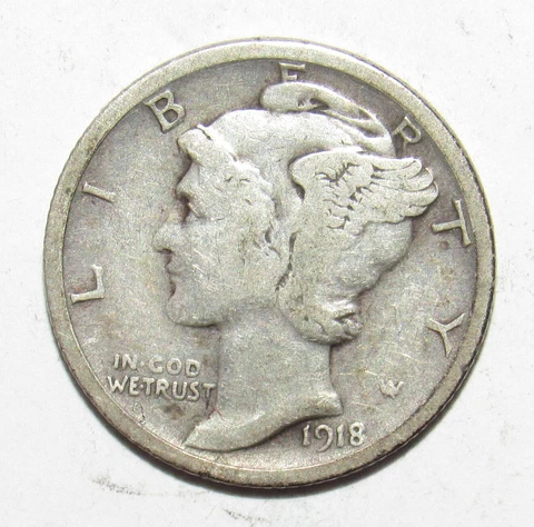 1918 S Mercury Dime FINE + (S29) Cover