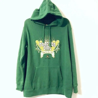 Sudadera con capucha verde John Deere Farm Fresh Tractor Girl talla L Foto 1 de 4