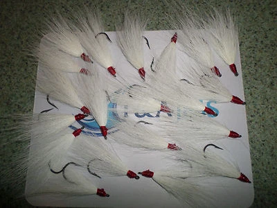 T&A JIGS 10 pack 5/0 Bucktail Teasers WHITE Cod bucktail teaser hooks Fluke Stripers