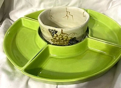 5 PIEZAS-Platos para servir aperitivos-4 bandejas para servir con tazón central-Excelente CD usado Foto 1 de 4