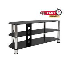 Glass TV Stand Modern Chrome Corner TV Stand for 32 up to 65" TVs LCD OLED LED