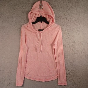 Derek Heart Womens Pink Hoodie Size Small Pockets Long Sleeve Thin Lightweight - Picture 1 of 8