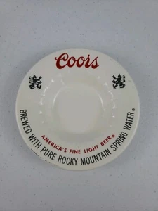 Coors Beer 6" Promotional Ashtray Vintage 1960s Era White Ceramic Bar Restaurant - Picture 1 of 9