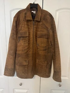 Chaqueta de Cuero Carbono 2 Cobalto Talla XL Para Hombre Genuina Cordero Marrón Bolsillo - Imagen 1 de 14