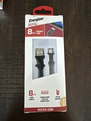 Cable Micro USB Energizer ENGMX-NBMCSYBK Negro Trenzado 8 pies para Dispositivos Android Foto 1 de 3