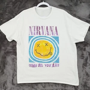 Nirvana Come As You Are White Graphic Smiley Face T Shirt XL Crewneck Band - Picture 1 of 8