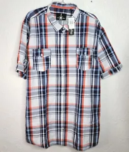 I Jeans by Buffalo camicia uomo casual manica corta bottoni a quadri blu navy 2XLT - Foto 1 di 16