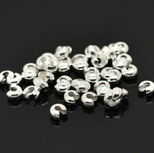 100 Silver Plated Crimp Bead Covers 4mm Open - 3mm Closed - FD009