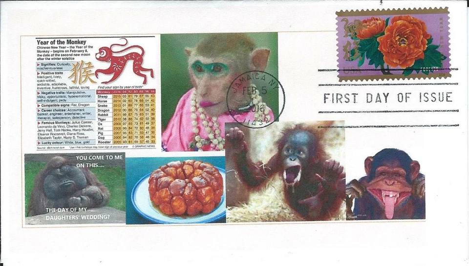 Year of the Monkey(Lunar New Year) FDC Scott# 5057 Dr. L's Cachet Issue of 20 - Image 1 of 1