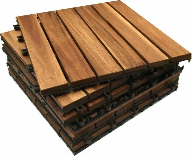 Click-Deck Decking Tiles with 6 Hardwood Slats
