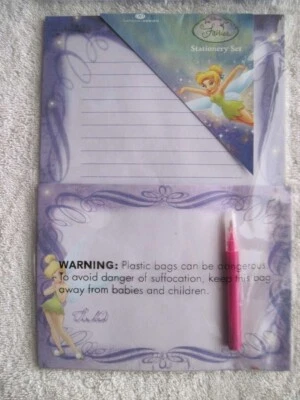 Disney's Stationary Set Note Paper Envelopes Fairies Tinkerbell "Tinked" Purple - Image 1 of 4