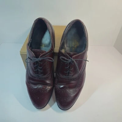 Men STAFFORD COMFORT LEATHER DRESS SHOES Size 8.5 D/B BURGUNDY WINGTIP OXFORD   - Image 1 of 4