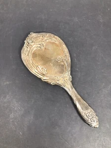 Art Deco antique vintage style Unmarked silver hand mirror patina - Picture 1 of 6