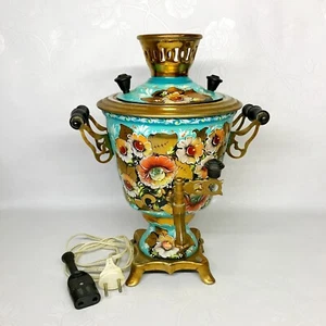 Soviet Vintage electro samovar - brass USSR hand painted samovar - electric - Picture 1 of 10