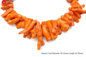 30-50mm Branch Natural Orange Coral Loose Beads for Jewelry Making Strands 15" - Picture 1 of 7