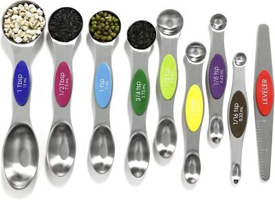 Magnetic Measuring Cups & Spoons Set 9-Piece Stainless Steel  Stackable Kitchen - Image 1 of 4