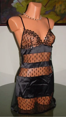 Nuevo con etiquetas La Perla Negro Seda y Encaje Chemise, talla 3/M *** Foto 1 de 4